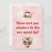 ペパーミントクリスマスティーピンクパーティースノーフレーク 招待状 (裏面)