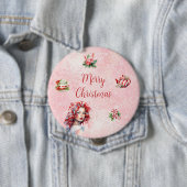 ペパーミントクリスマスティーピンクパーティースノーフレーク 缶バッジ (インサイチュ)