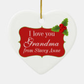 ペパーミントクリスマスハート写真 セラミックオーナメント (裏面)