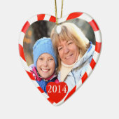 ペパーミントクリスマスハート写真 セラミックオーナメント (左)