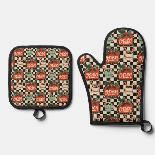 ペパーミントココアホリデーベーキングセット 鍋つかみ&鍋敷きセット (正面)