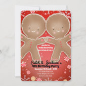 ペパーミントジンジャーブレッドツインズバースデーパーティー 招待状 (正面)