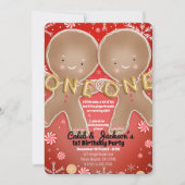 ペパーミントジンジャーブレッドツインズ1st誕生日パーティー 招待状 (正面)