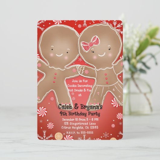 ペパーミントジンジャーブレッドボーイ&ガールバースデーパーティー 招待状 (スタンド正面)