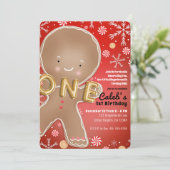 ペパーミントジンジャーブレッドマンワン1歳の誕生日パーティー 招待状 (スタンド正面)