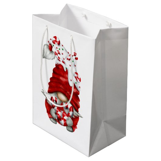 ペパーミントスカンジナビア格言クリスマスカスタム ミディアムペーパーバッグ (裏面アングル)