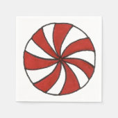 ペパーミントスワールキャンディーケーンミントクリスマスナプキン スタンダードカクテルナプキン (正面)