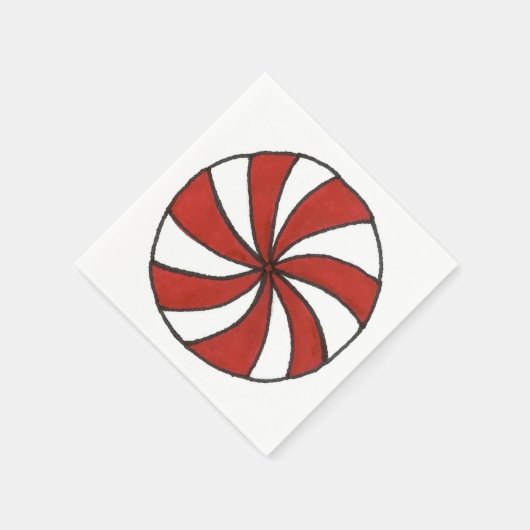 ペパーミントスワールキャンディーケーンミントクリスマスナプキン スタンダードカクテルナプキン (角)