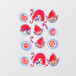 ペパーミントスワールキャンディーズ、小妖精や小人および雪だるまクリスマスW ウィンドウサイン