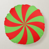 ペパーミントスワールレッドグリーンラウンドピロー ラウンドクッション (正面)