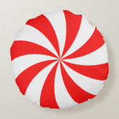 ペパーミントスワールレッドホワイト ラウンドクッション (裏面)