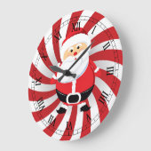 ペパーミントツイストクリスマスサンタウォールクロック ラージ壁時計 (傾斜)
