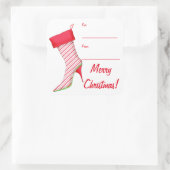 ペパーミントハイヒールブーツストッキングアートギフトラベル スクエアシール (バッグ)