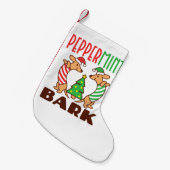 ペパーミントバークキュートクリスマスダッシュントドキシー スモールクリスマスストッキング (正面 (吊り時))