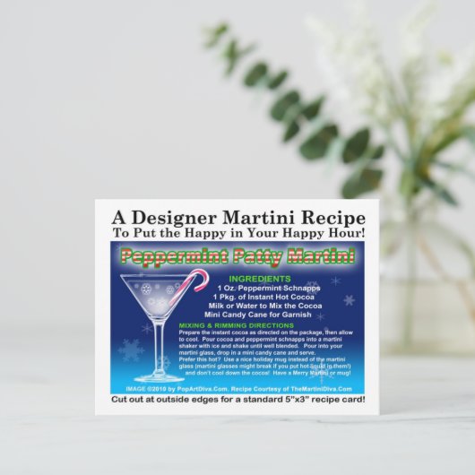 ペパーミントパティクリスマスマルティーニレシピはがき ポストカード (スタンド正面)