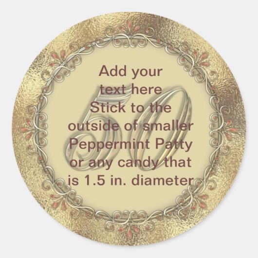 ペパーミントパティステッカー金ゴールド周年優遇 ラウンドシール (正面)