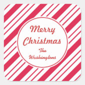 ペパーミントパーソナライズされたクリスマスギフトシール スクエアシール (正面)