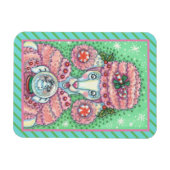 ペパーミントピンクのプードル、おもしろいクリスマスドッグマグネット マグネット (横)