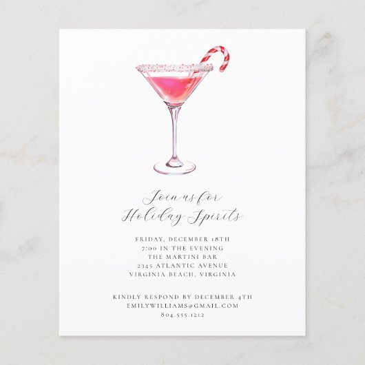 ペパーミントマルティニホリデーカクテルパーティー招待状 チラシ (正面)