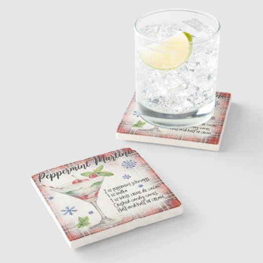 ペパーミントマルティーニレシピマーブルコースター ストーンコースター (横)