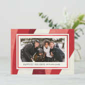 ペパーミントモダン抽象芸術レッドフォトクリスマス シーズンカード (スタンド正面)