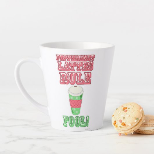 ペパーミントラテおもしろいかわいい漫画のスローガン カフェラテマグ (インサイチュ)