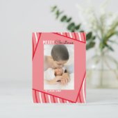ペパーミントレインボークリスマスピンク写真 ポストカード (スタンド正面)