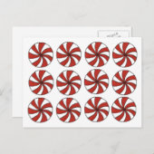 ペパーミントレッドホワイトスターライトミントクリスマスクリスマス シーズンポストカード (正面/裏面)