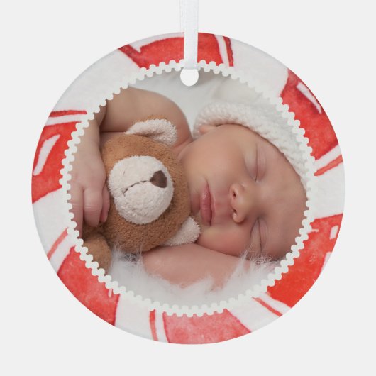 ペパーミント写真フレーム |かわいいクリスマス ガラスオーナメント (裏面)