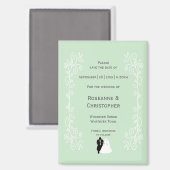 ペパーミント着色花嫁デザイン結婚ズ マグネット (正面/裏面)