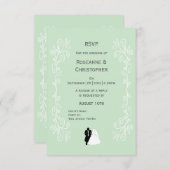 ペパーミント着色花嫁デザイン結婚ズ 出欠カード (正面/裏面)