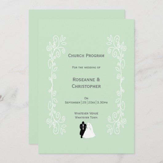 ペパーミント花嫁と花婿のスクロール結婚ワーク プログラム (正面/裏面)