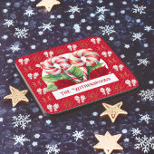 ペパーミント赤と白キャンディーケーンボウモノグラム コースター