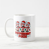 ペパーミントSSEキャンディケインフニークリスマスサンタハ コーヒーマグカップ (左)