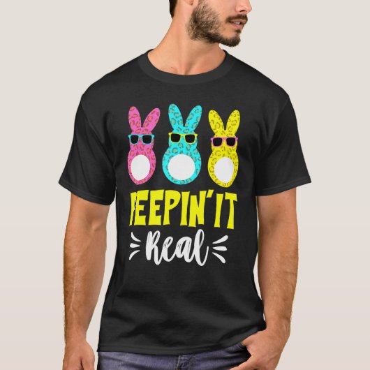 ペピンッ実在クかわいいウサギ顔トリオ眼鏡 Tシャツ (正面)