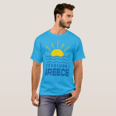 ペフコホリ ギリシャ 太陽と海 メンズ ティール Tシャツ (正面フル)