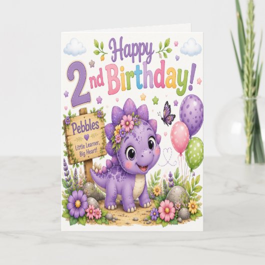 ペブルスのダイノマイト 2歳の誕生日 カード (正面)