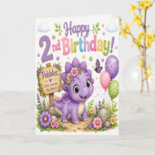 ペブルスのダイノマイト 2歳の誕生日 カード (黄色い花)