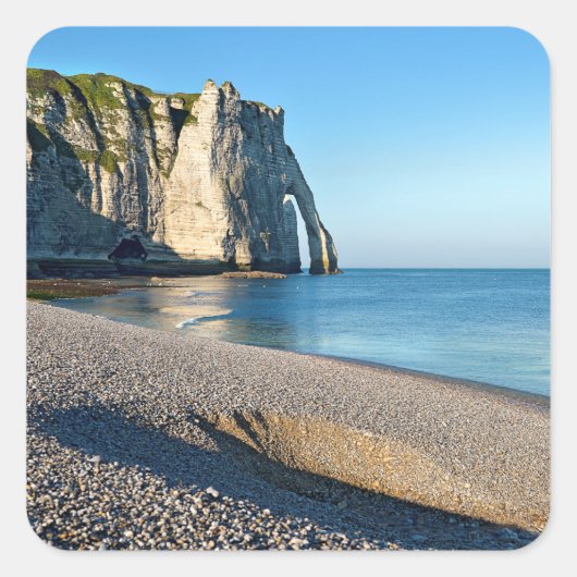 ペブルビーチとフランスのポストカのエレットの崖 スクエアシール (正面)