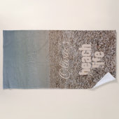 ペブルビーチライフ写真海追加文字 ビーチタオル (正面)