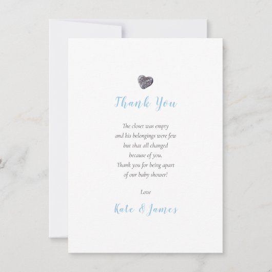 ペブル·ハート·カップルズ·ベビー·シャワー感謝の詩 サンキューカード (正面)