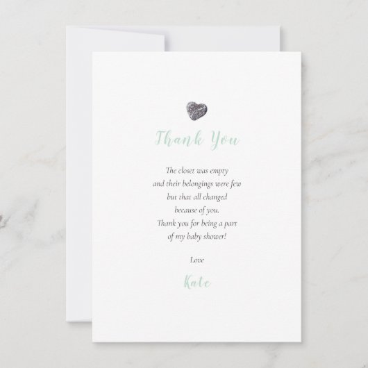 ペブル·ハート·ベビー·シャワー感謝の詩 サンキューカード (正面)