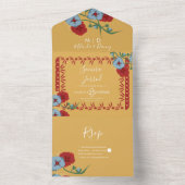 ペペル ピカド メキシカン フローラル ヴァインズ ボタニカル ボダ オールインワン招待状 (内側)