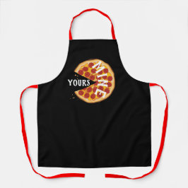 ペペロおもしろいニピザかわいいグルメレッドブラック エプロン