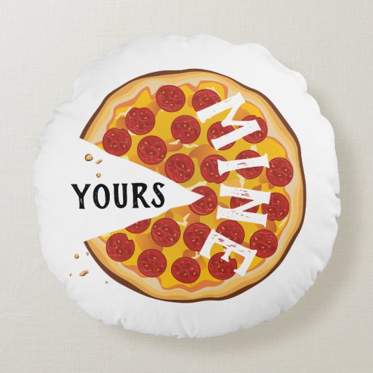 ペペロおもしろいニピザ可愛い赤い黄色 ラウンドクッション (正面)