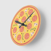 ペペロカラフルーニピザ好き ラウンド壁時計 (傾斜)