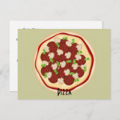 ペペローニとマッシュルームのピザレシピカード ポストカード (正面/裏面)