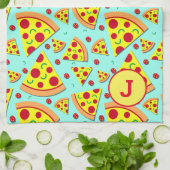 ペペローニピザスライスグルメ モノグラムの キッチンタオル (折り畳み)