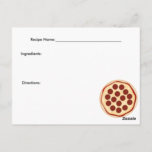 ペペローニピザレシピカード ポストカード (裏面)