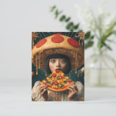 ペペロ間抜けニきのこの帽子を持つピザの女性 ポストカード (スタンド正面)